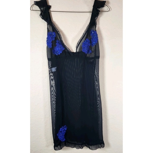 Urban Outfitters Other - Y2K Sheer Babydoll (S) vintage dress black mesh floral beaded lingerie slim fit